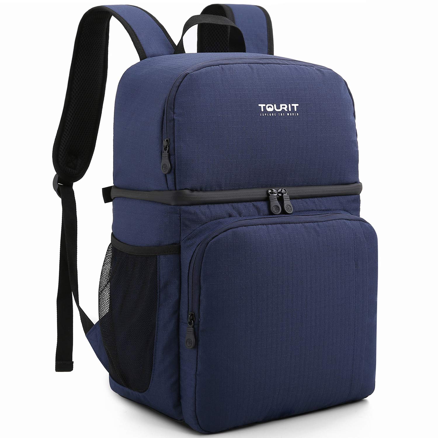 TOURIT Insulated Cooler Backpack Double Deck Light Lunch Backpack with Cooler Compartment for Men Women to Work, Picnics, Hiking, Camping, Beach, Park or Day Trips