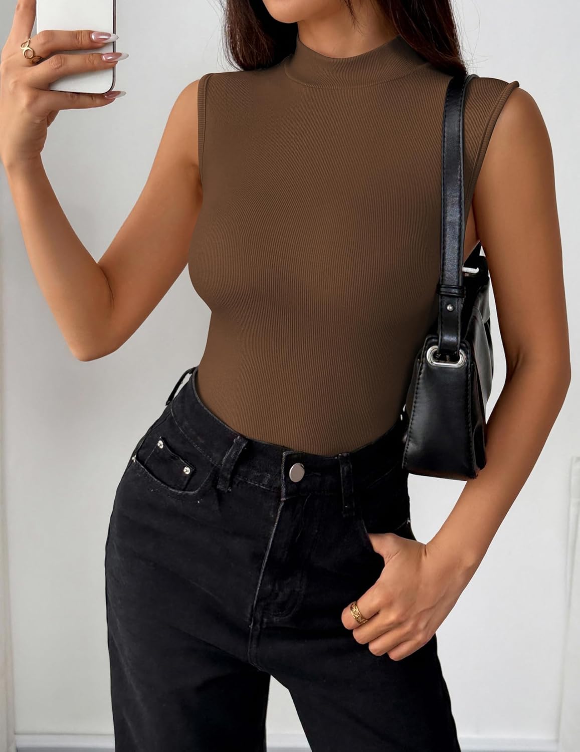 Zeagoo Womens Sleeveless Mock Turtleneck Tank Tops Slim Fit Stretch Ribbed Tops Casual Basic Layering Shirts 2026 - Image 4