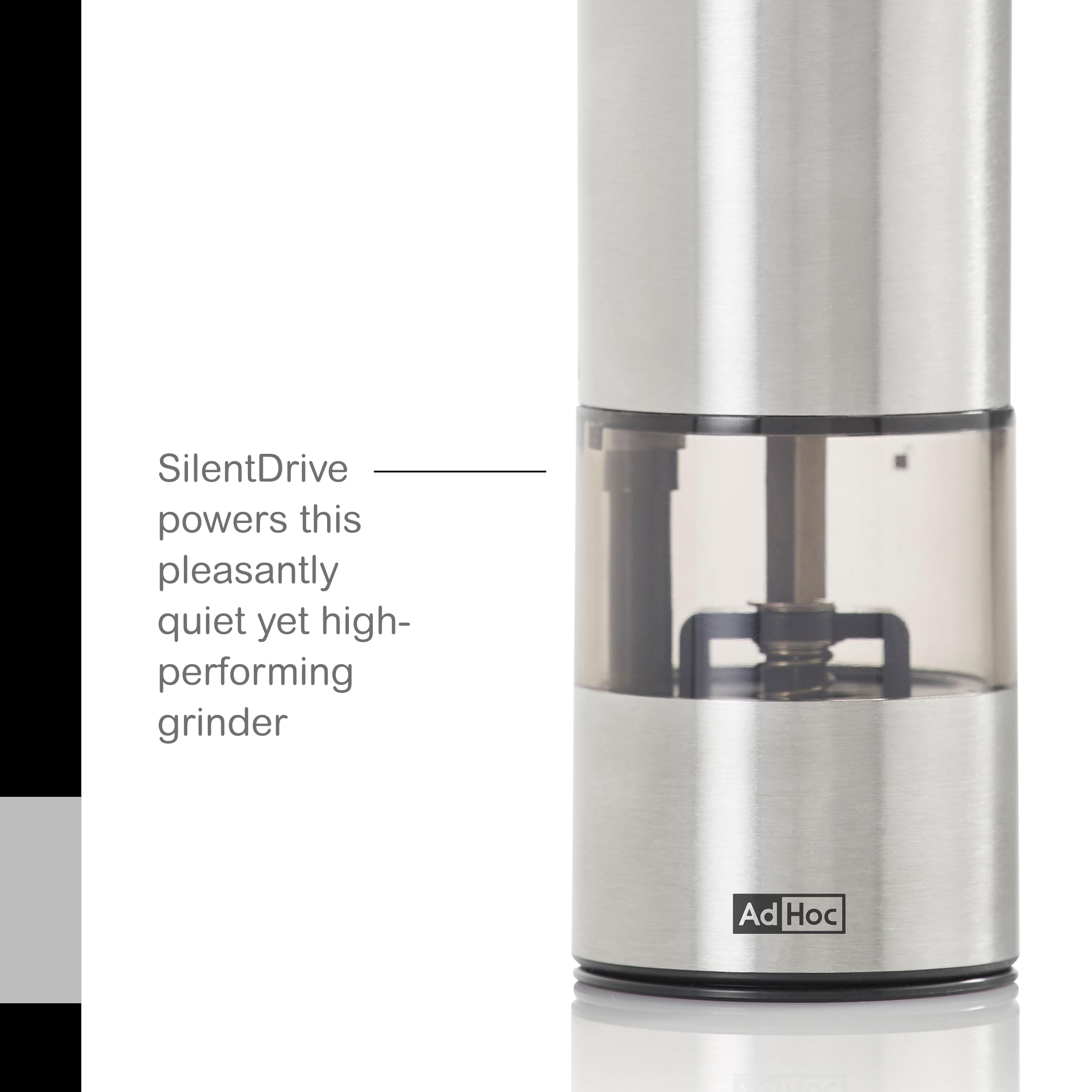 AdHoc EP102 - Macinasale elettrico i.Mill, macinino CeraCut® Ceramic, batteria al litio, acciaio INOX e acrilico