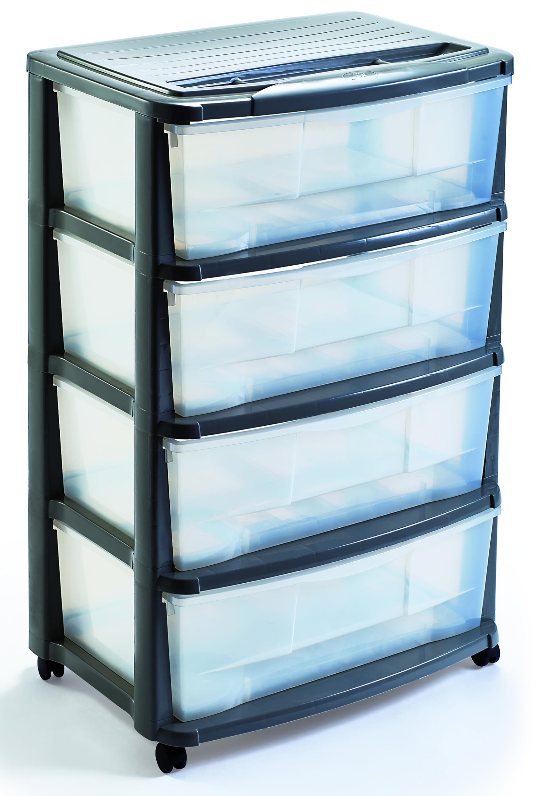 M-Home Schubladenrollwagen groß, 4 Schubladen, grau, 84x39x56 cm PLS6221 | mit Rollen