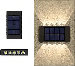 2x Arandela Solar Slim de Parede 2 Focos 10 Fachos de Led - Externa Branco Quente