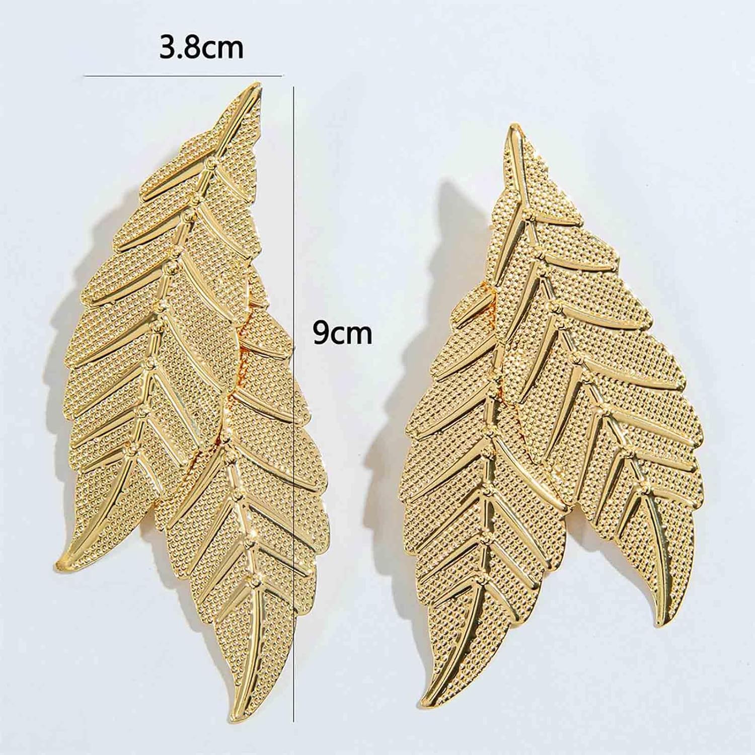 Punk Large Leaf Earrings Vintage Leaf Dangle Earrings Big Leaf Chunky Earrings Exaggerated Metal Leaf Studs Earrings Gold Leaf Statement Earrings for Women - Image 5