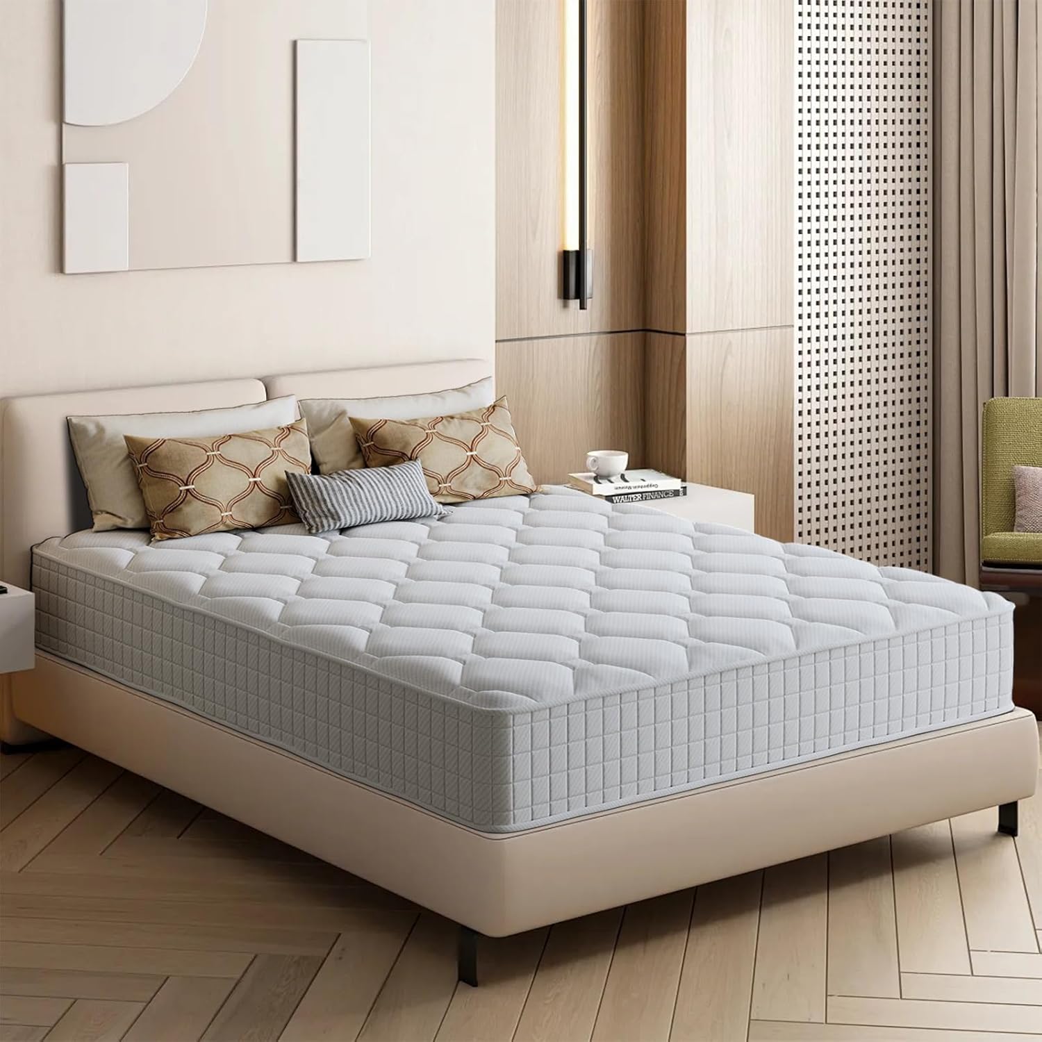 14 Inch Full Size Mattress, Pocketed Coils for Strong Support, Hybrid Memory Foam & Fiberglass Free, Cool Night & Spinal Alignment, Pressure Relief & Motion Isolation, Medium Firm