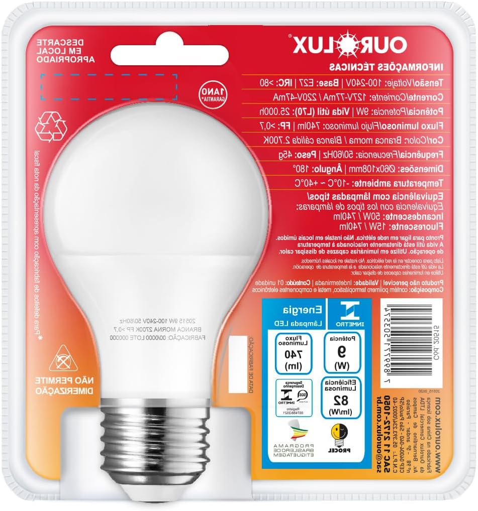 Lâmpada Inteligente CONTROLED Sensor de Presença 9W Bivolt 2700K OUROLUX