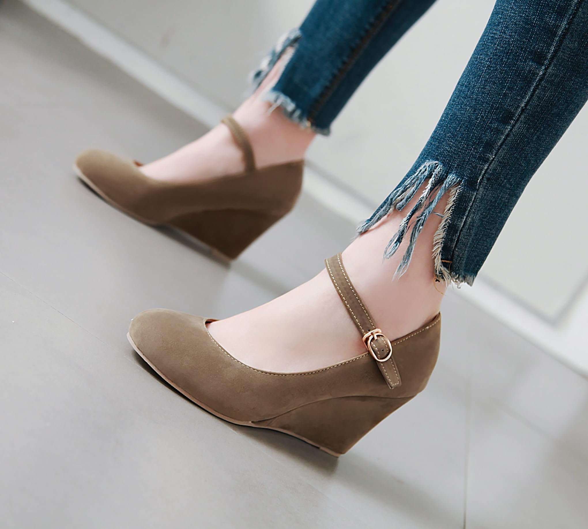Bviennic Zapatos Mujer Cuña Tacon Alto Talla 33-43