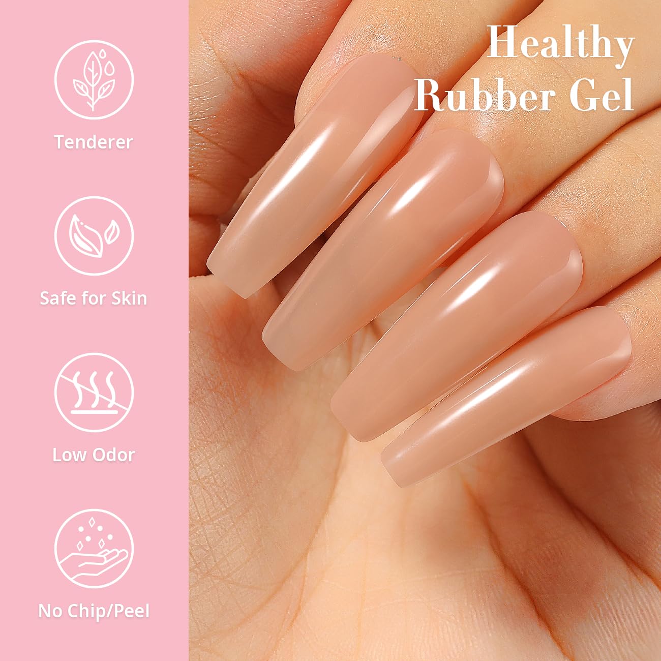Nicedeco Base Rubber para Uñas Esmaltes Semipermanentes en Gel Base de Caucho UV/LED Soak-Off Colores Sin crueldad Vibrantes y Duraderos 15ML Vegano 10 — view 3