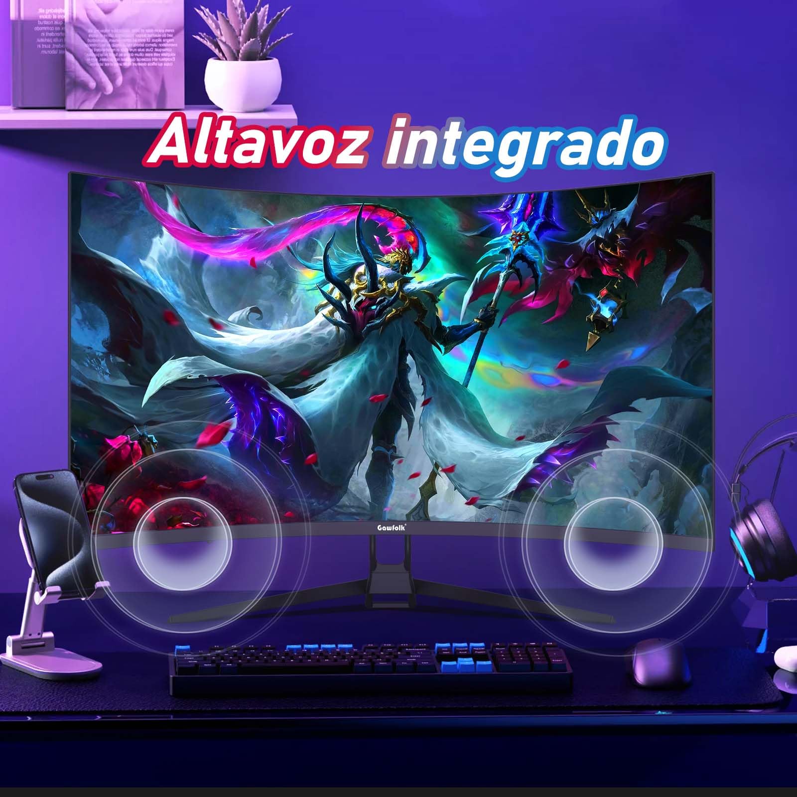 Gawfolk Schermo per PC Curva 32 Pollici 4K UHD 1500R, Monitor di Gioco 160Hz