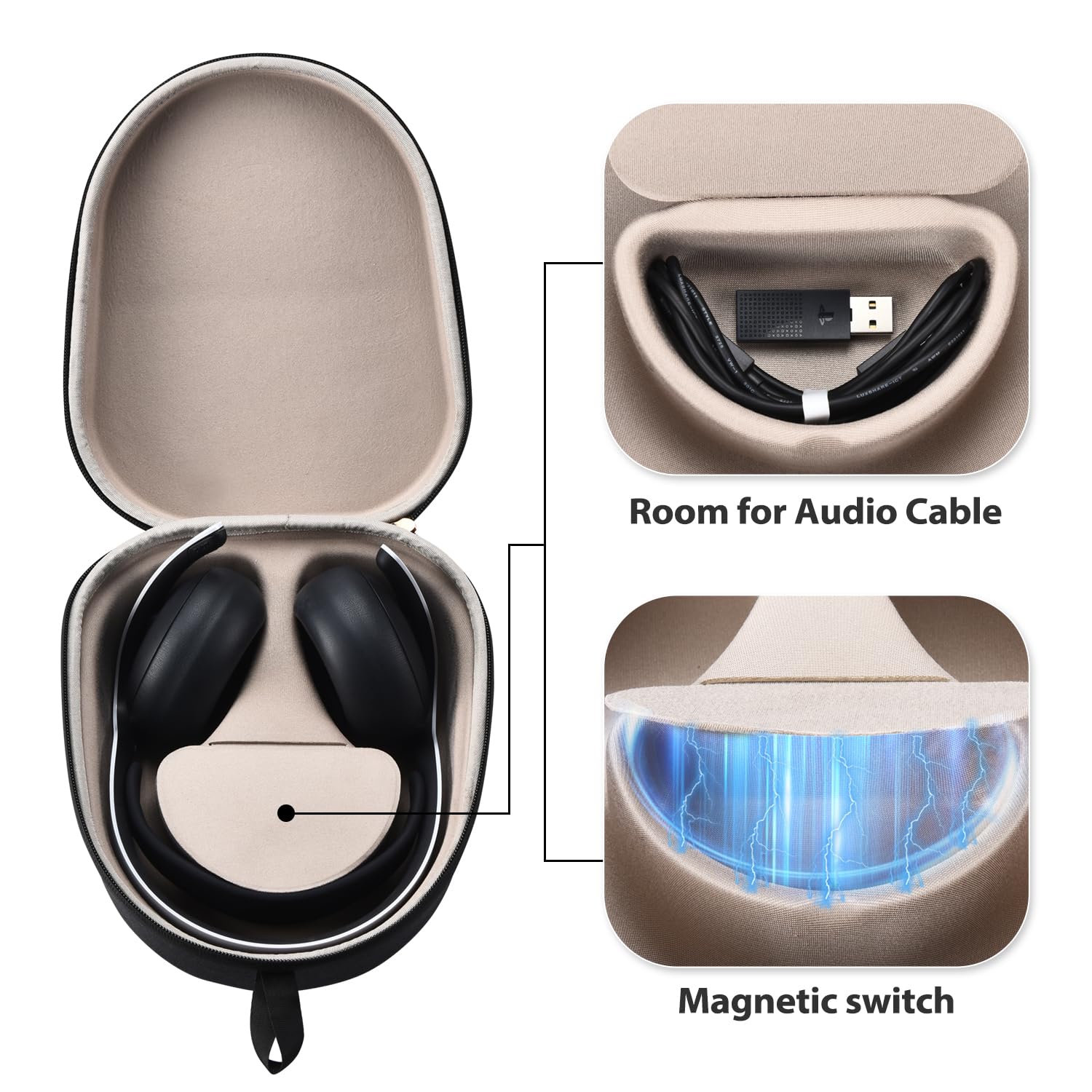 Buziba Custodia rigida per Sony Playstation Pulse Elite Wireless Headset EVA Custodia protettiva portatile da viaggio per cuffie PS5 Pulse Elite (nero)