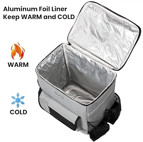 Miniatura 3 de Mochila térmica de entrega de alimentos con portavasos aislada bolsa de entrega de pizza con bolsillo de malla y ventana de recibos bolsa térmica