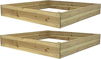 Selections Wooden Raised Vegetable Garden Beds 122cm x 18cm - Pack of 2