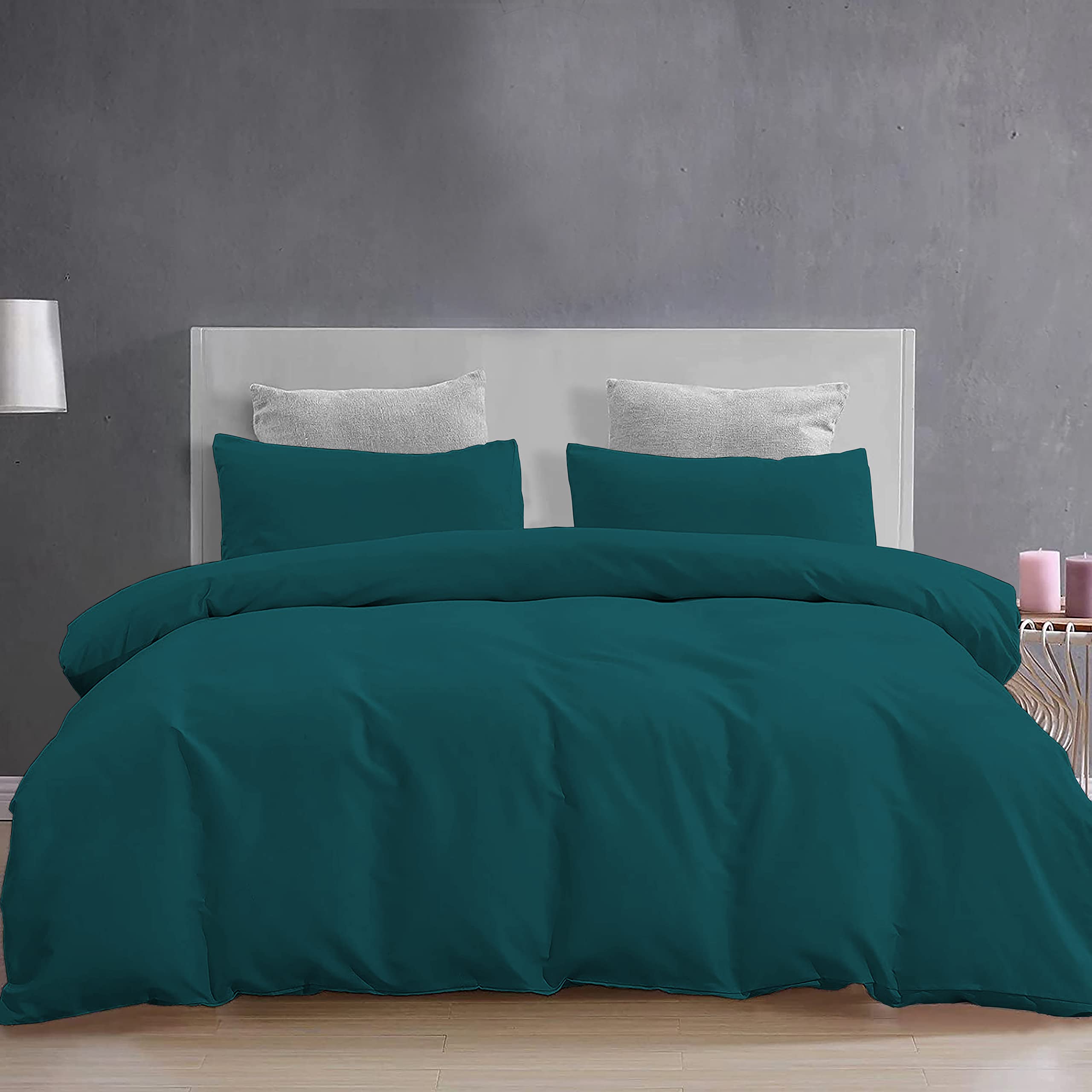 YRM Bedding's - 3 Pieces Duvet Cover Setr 100% Brushed Microfiber with Zipper Closure Duvet Cover(91X101 Inches) and 2 Pillow Cover (18X28 Inches) - Double Bed Size/Teal-picture-14