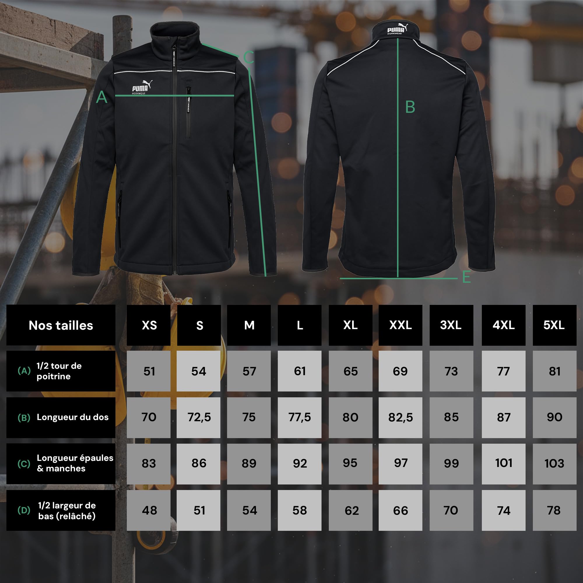 PUMA WORK WEAR Veste de travail de qualité supérieure - Veste softshell en tissu robuste et réflecteurs