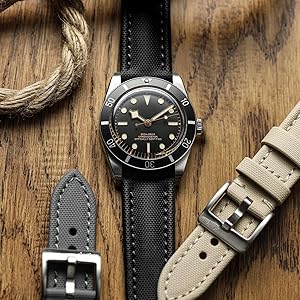 Amazon.com: WatchGecko Atlas Sailcloth Strap, Black, 18mm | PVC