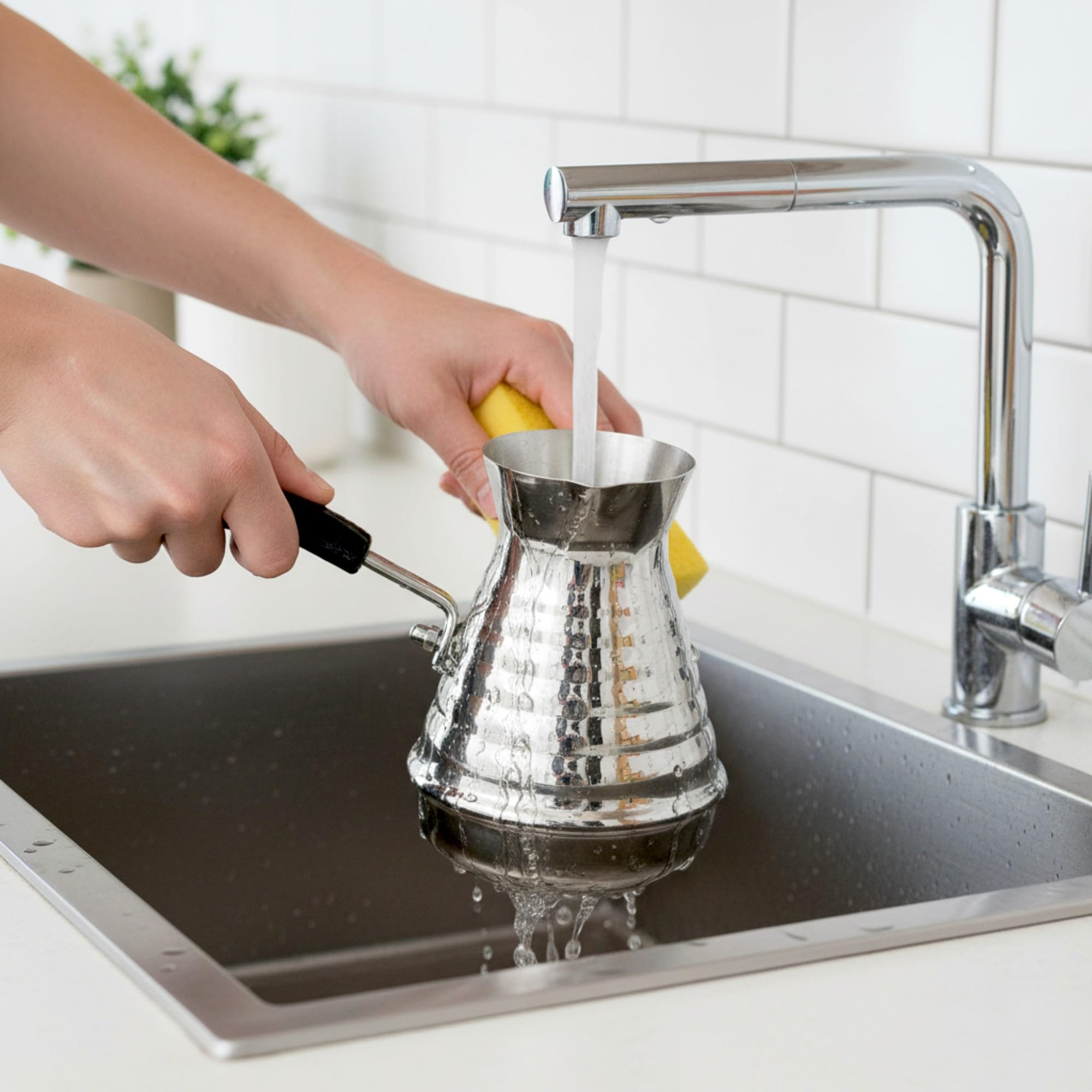 GMMH Turecki zaparzacz do kawy, dzbanek do mokki (850 ml), zaparzacz do espresso Cezve Dzhesva, kawa mokka Briki dzbanek do kawy ze stali nierdzewnej o grubości 1 mm