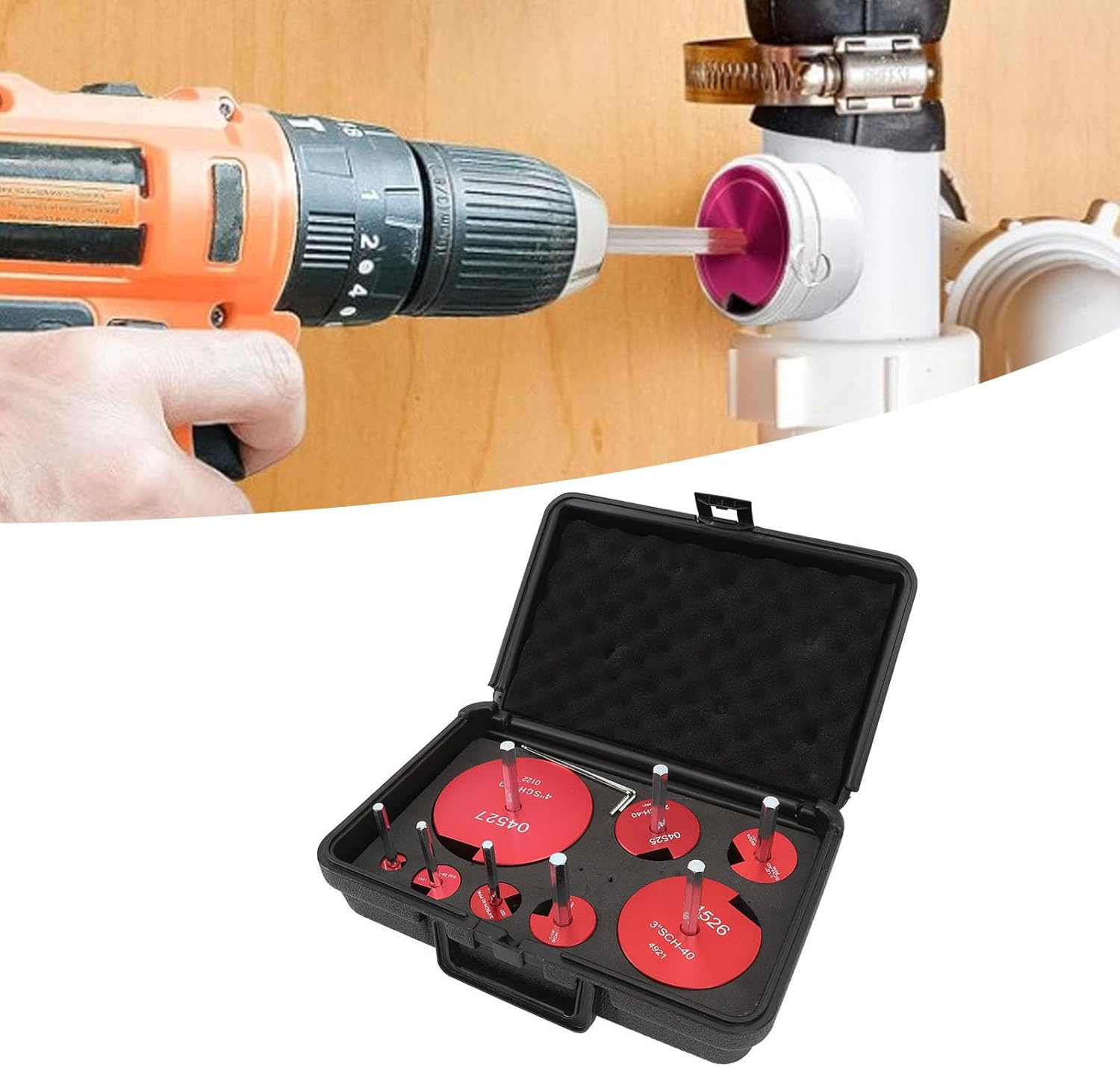 Pipe Reamer Kit for Pipes, Standard, Efficiency Cutting, Comfortable Handle, Wide Range of Pipe Sizes, Durably Speed Steel, Ideal for Construction and Home Repairs (8pcs)