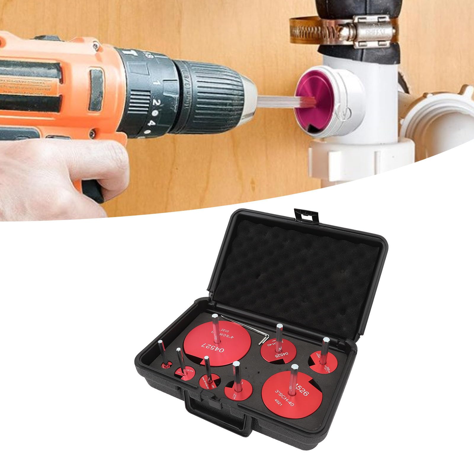 Respicefinem Escariador de Tuberías Kit Profesional de Instalación de PVC para Líneas de Drenaje, 8 Piezas, Accesorios de Tuberías, Herramientas de Plástico y Escariadores de PVC 5