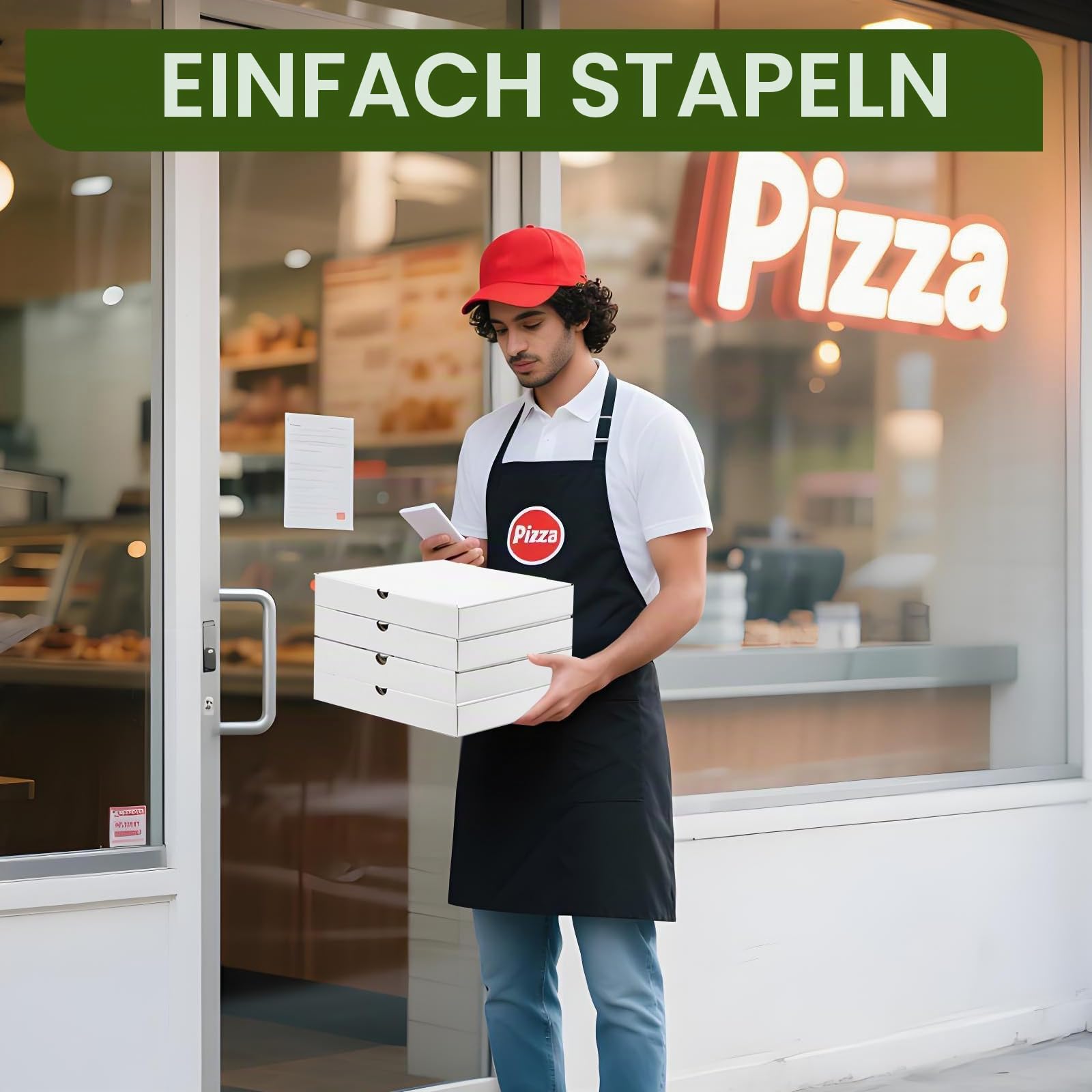 Set von 40 Pizzakartons mit Papierfutter, 25,4 x 25,4 x 3,8 cm, Mini-Pizzakartons aus Wellpappe für Party, Kekse, Kuchen, Hochzeit, Restaurant