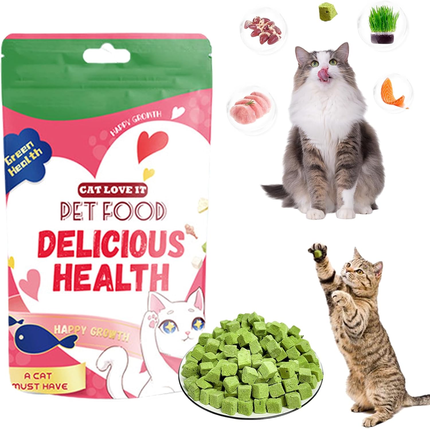 Natural Dried Cat Grass Teething Sticks - Cat Chew Snacks for Teeth Cleaning & Hairball Removal