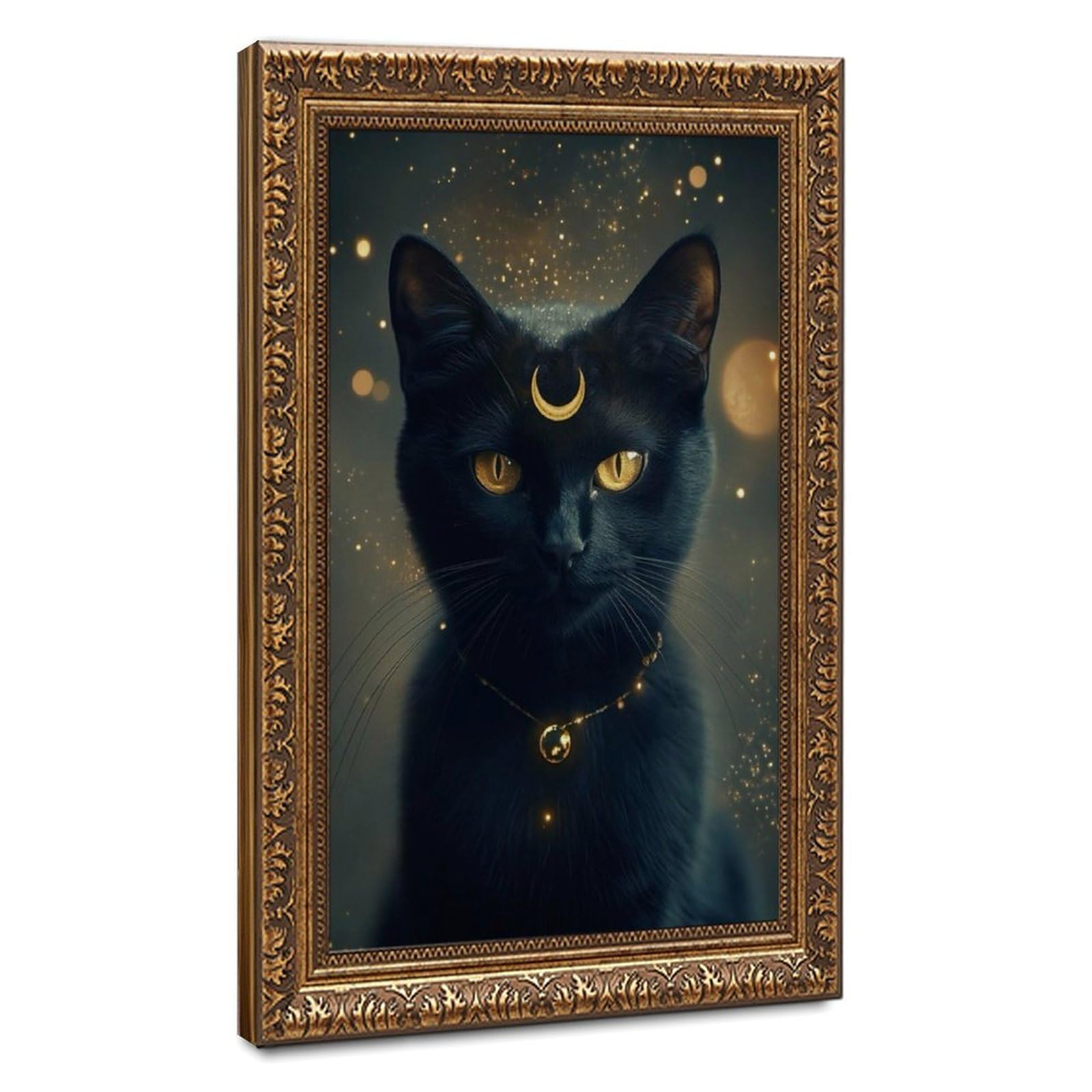 Bareronor Crescent Moon Abstract Cat Canvas Poster Bedroom Decor Landscape Office Room Decor Gift 16" L X 24" W