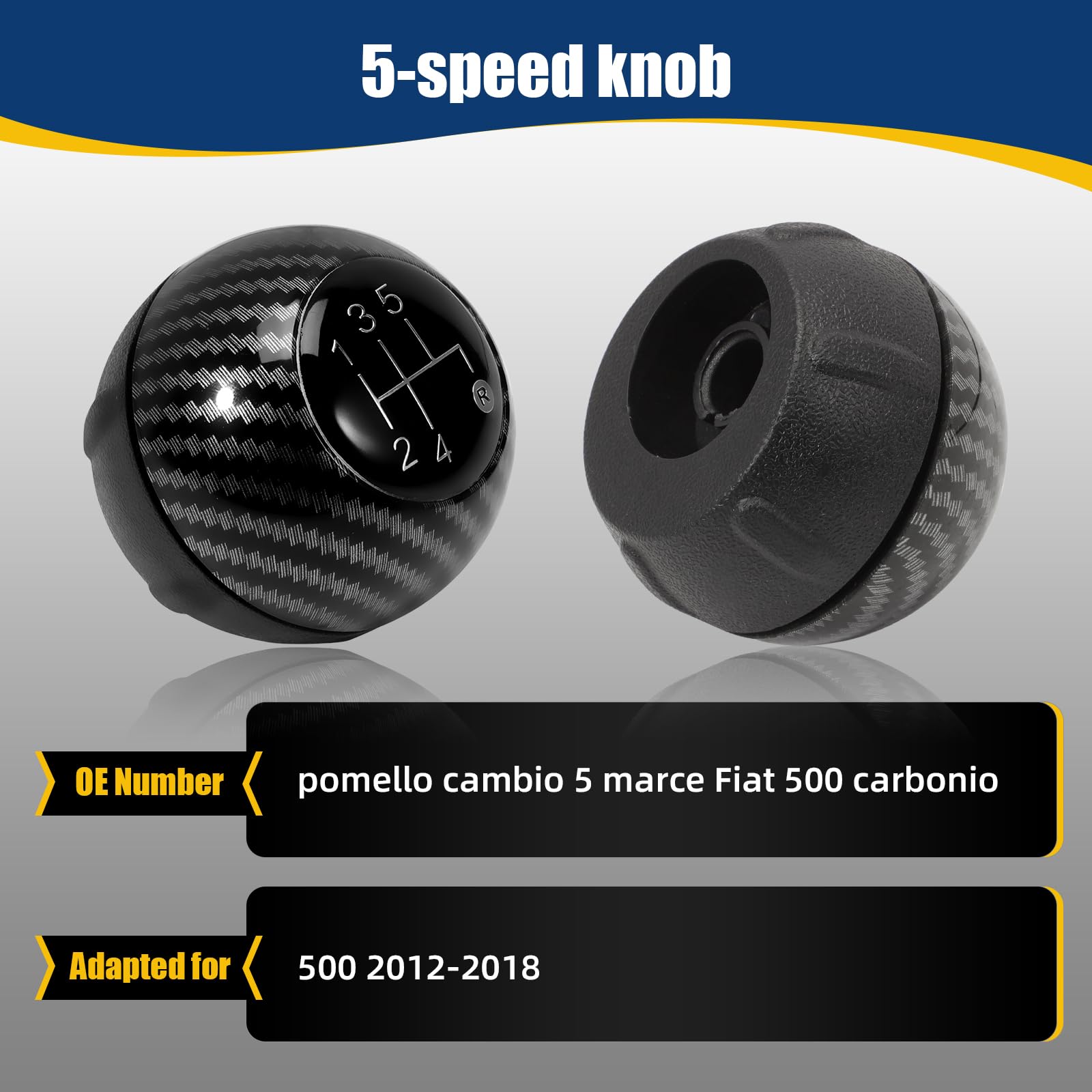Pomello del cambio a 5 marce, compatibile con 500 2007-2018 500C 2007-2018