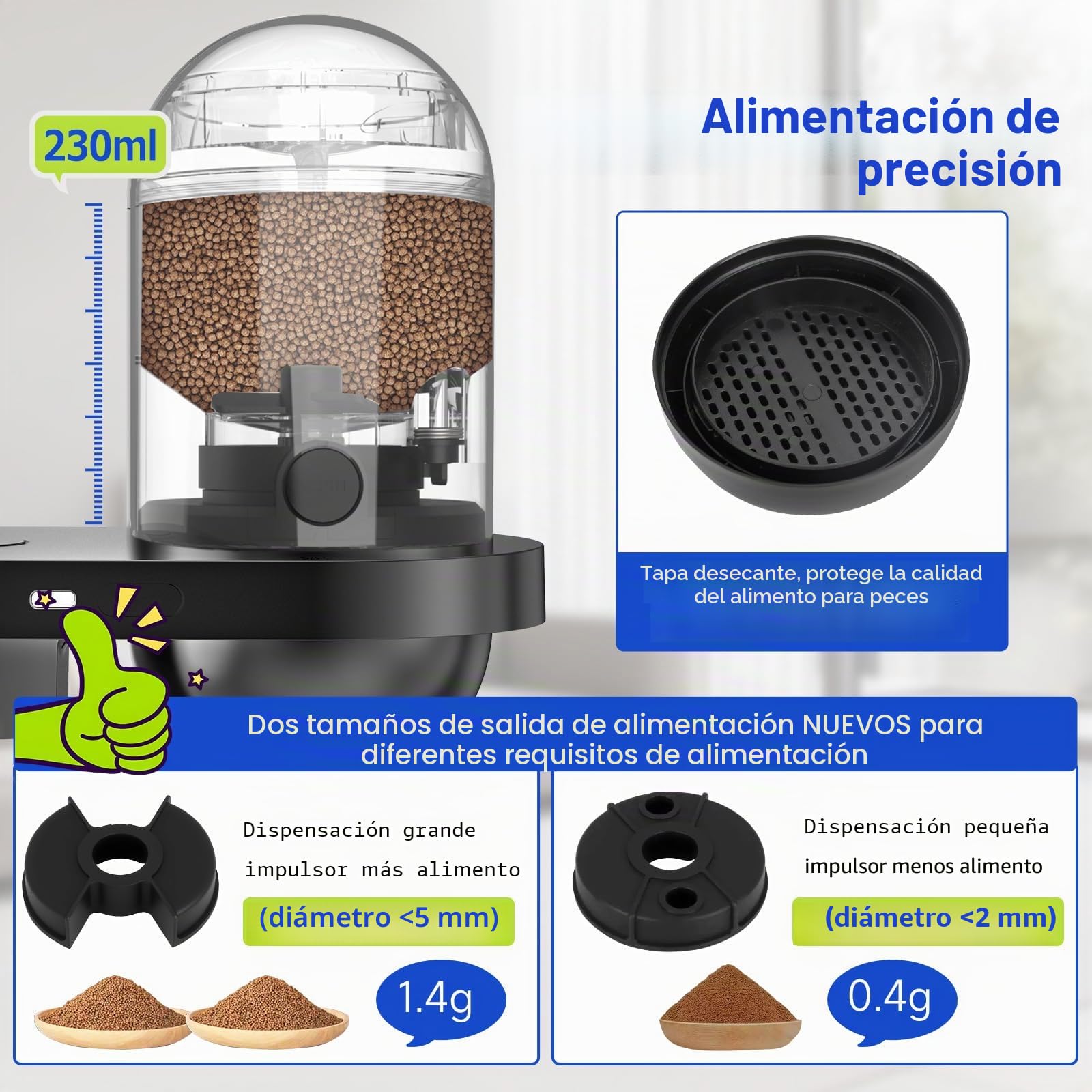 hygger WiFi Dispensador Automático de Comida para Peces, Alimentador Automático para Acuario con Control por APP, Alimentador Automático de Peces con Cámara, Dispensador de Comida para Peces USB de