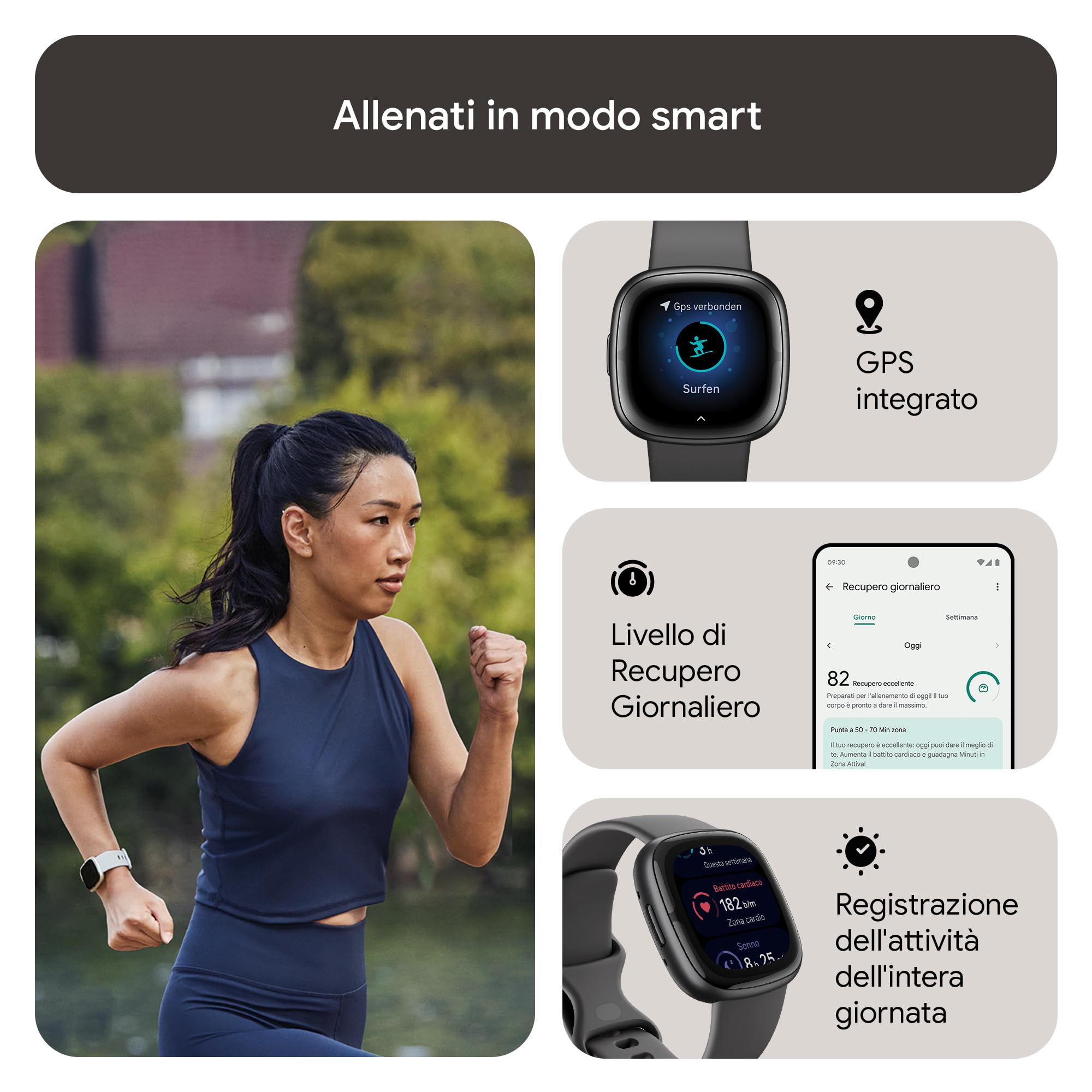 Google Fitbit Sense 2 Smartwatch per fitness e benessere con GPS integrato, fino a 6 giorni di autonomia e compatibile con Compatible with iOS 15 & Android OS 9.0
