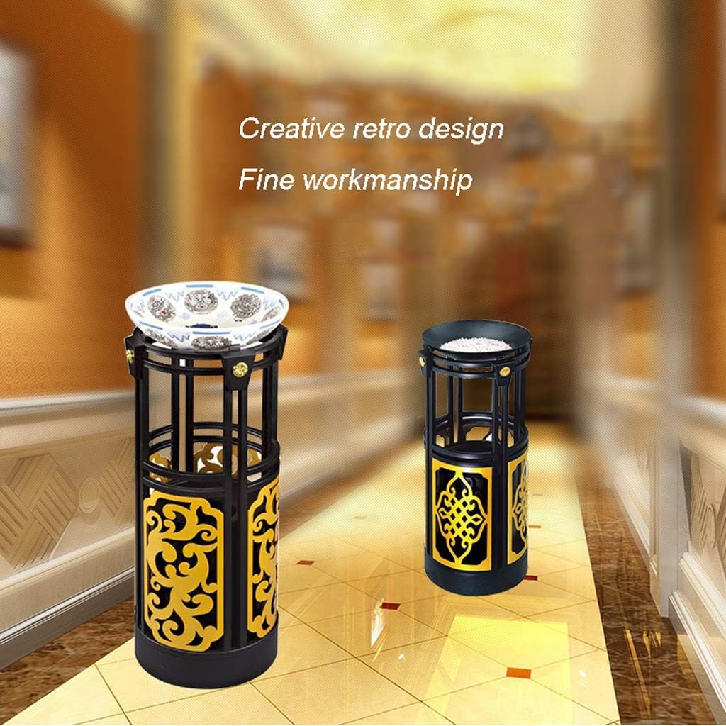 Waste Bins,Outdoor Ashtray Indoor and Outdoor Trash Cans Stainless Steel Trash Can Round with Ashtray Trash Can Retro for Hotel Mall Office Buildi(Black) Outdoor Recyclibin/B/a