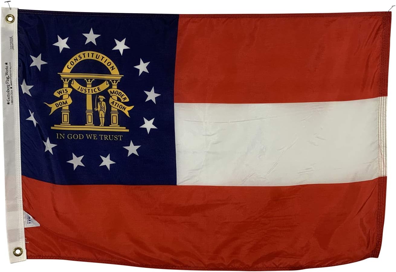 4x6' State of Georgia Flag - All Weather Nylon & Reinforced Fly End Stitching - Made in USA
