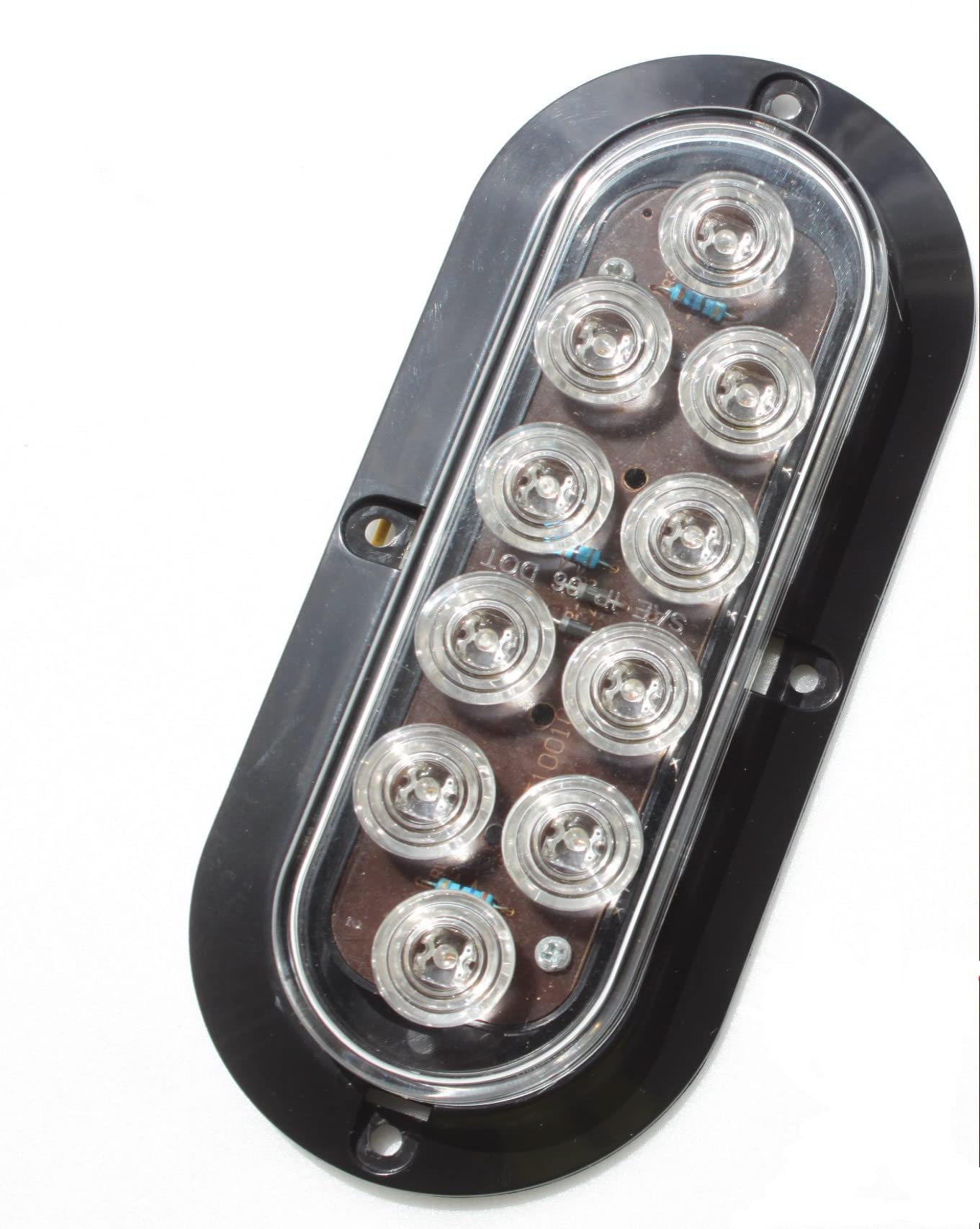 KT 2 Red Oval 6" Surface Mount Led Turn Stop Braking Tail Light Trailer Truck Rv Sealed Clear Lens