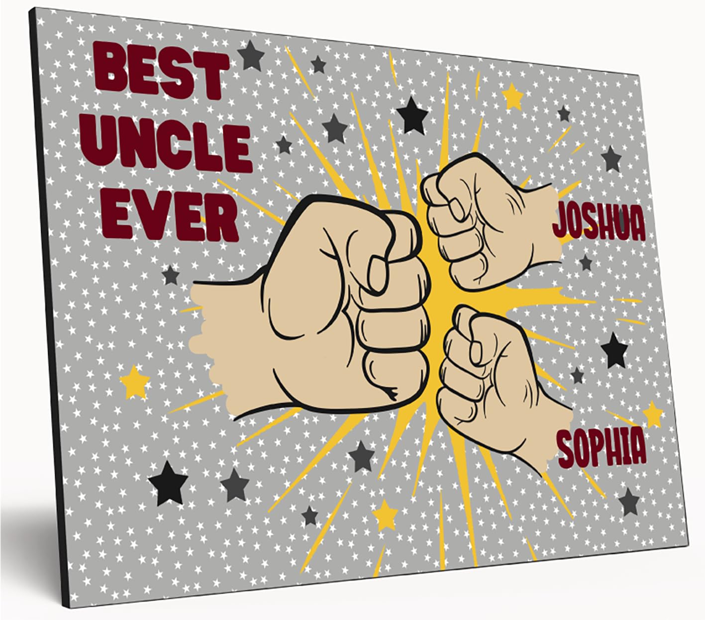 Personalised Fist Bump Sign Custom Wooden Print A4 Plaque Fun Gift Sign for Dad, Grandad, Uncle Wall Art Desk Office Home Décor