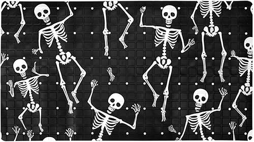 Tapete de baño y ducha, antideslizante con agujeros de drenaje y ventosas para suelo de baño, 15.1 x 26.8 pulgadas (estilo de dibujos animados de