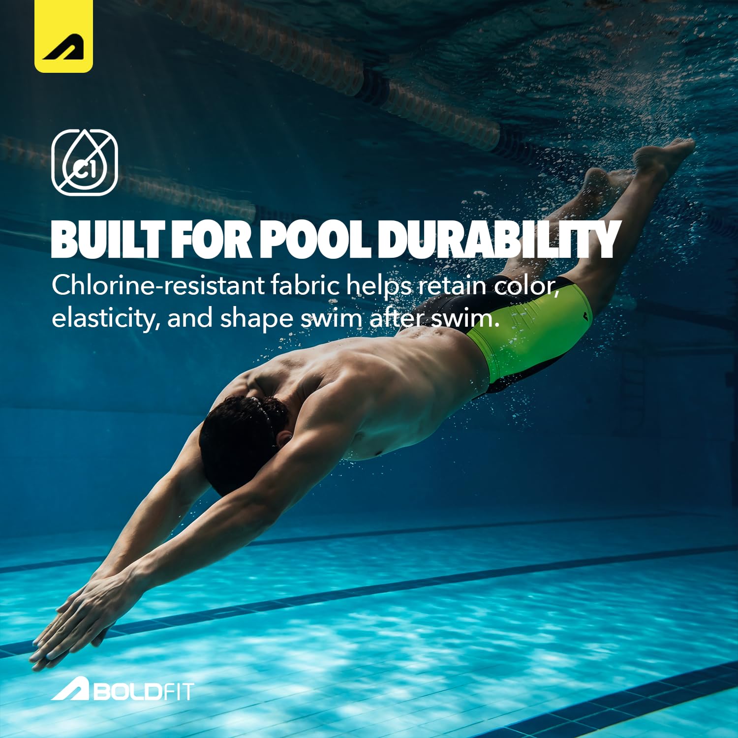 Boldfit Swim Jammers for Man Swimming Short for Men Stretchable Fit Swim Trunk for Men Adjustable Swim Shorts for Man Quick Drying Shorts for Swimming Swimwear for Mens- BlackYellow L 3