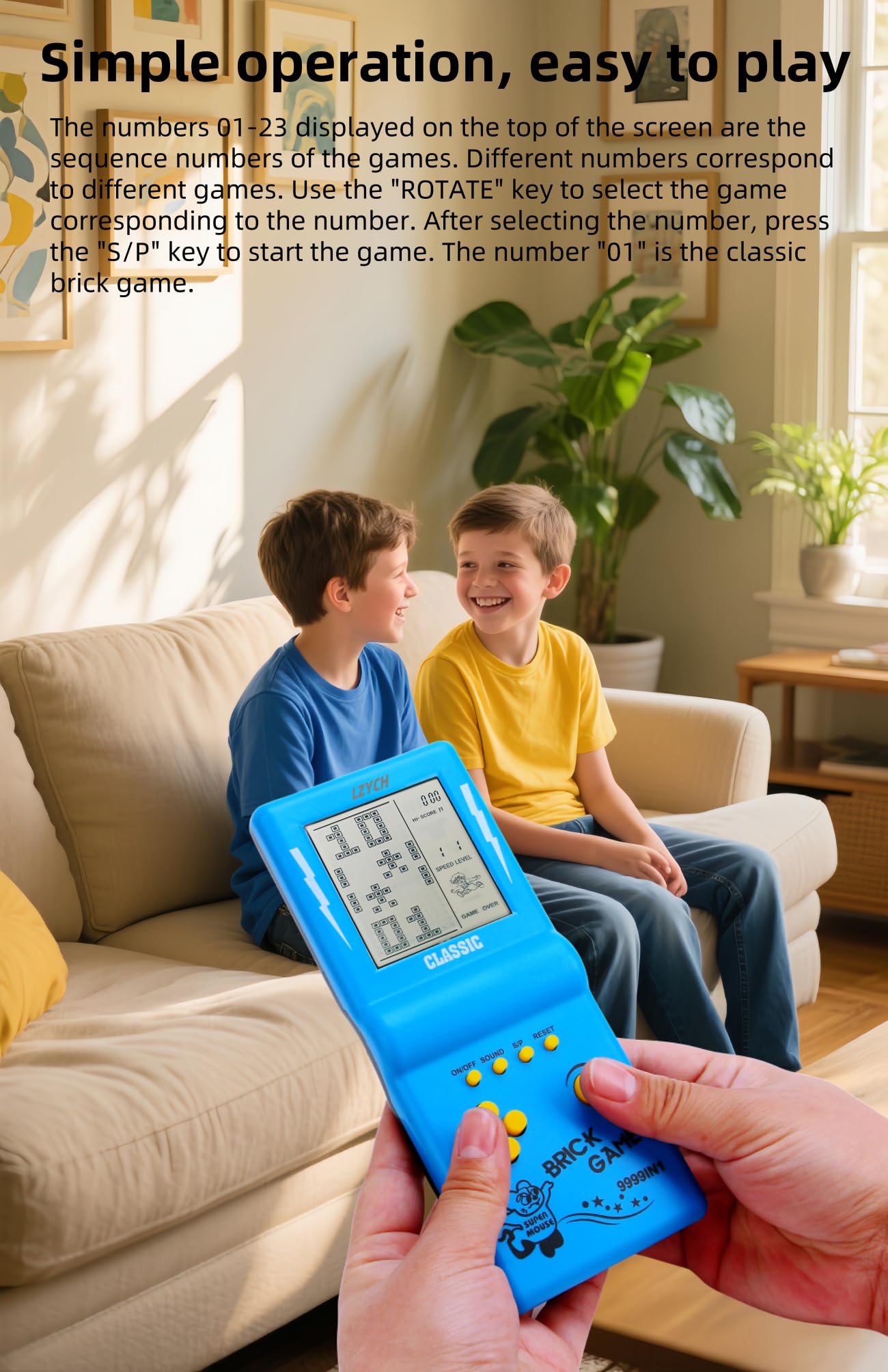 Console di Gioco in Mattoni 23 Gioco retrò Blocchi/Corse/Carri Armati Difficoltà Regolabile 2 Batterie AA Alimentate Bambini/Studenti Compleanno/Regalo di Natale Giocattolo Puzzle (Rosa)