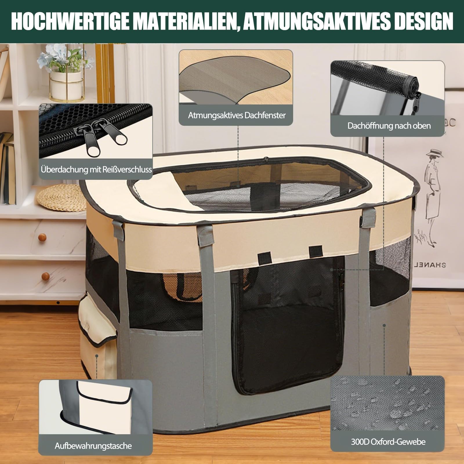 Welpenauslauf Faltbare Hundebox - 70×55×40 cm Welpenlaufstall Faltbare hundezelt Katzengehege für Drinnen, Outdoor Hundekäfig Hundezelt Kaninchen Laufstall Katze Hund Katzenzelt Kleintiergehege