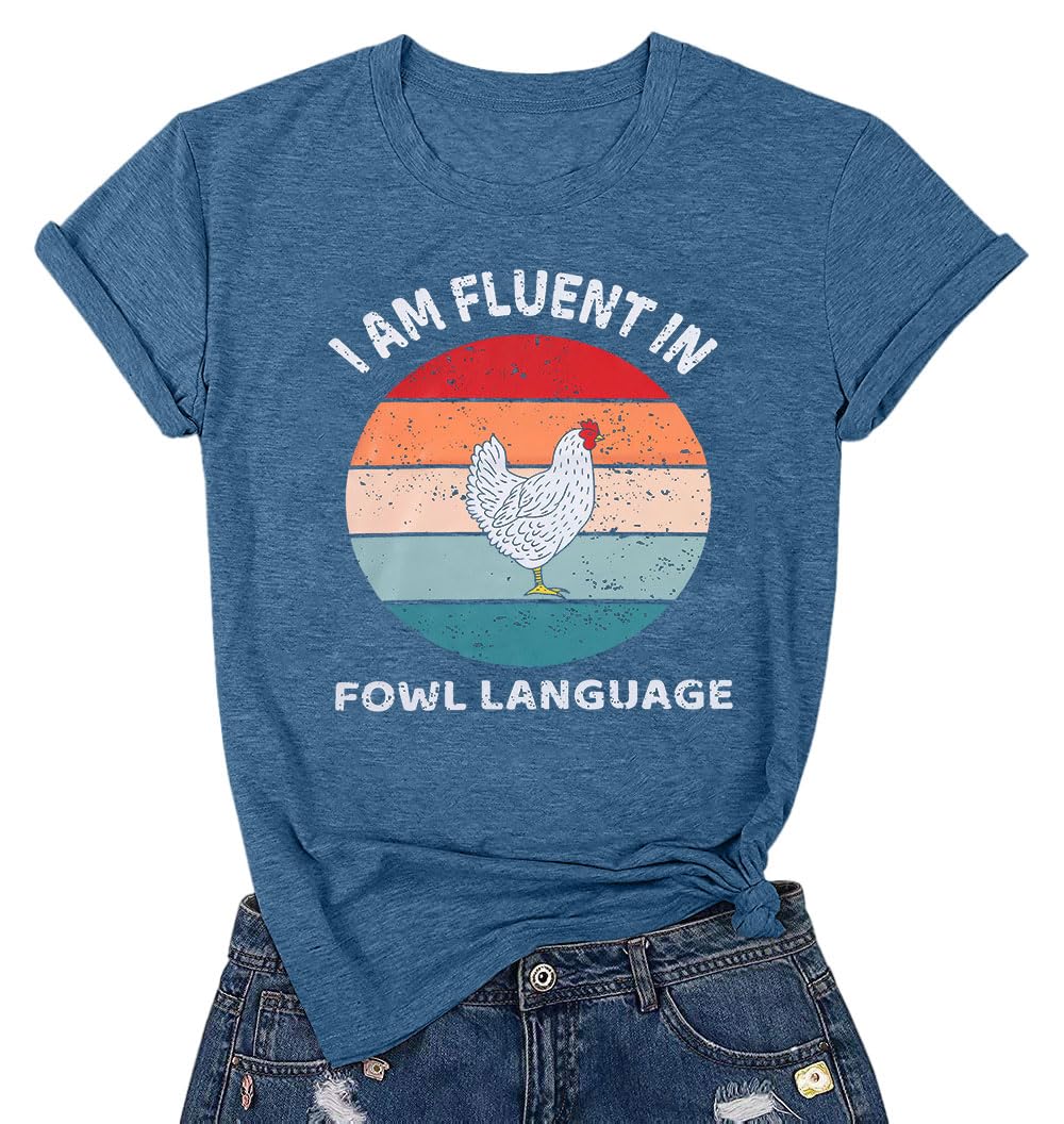 ASTANFYChicken Shirts for Women Funny Mom Shirt Animal Graphic Tees Farm Country Short Sleeve Tops