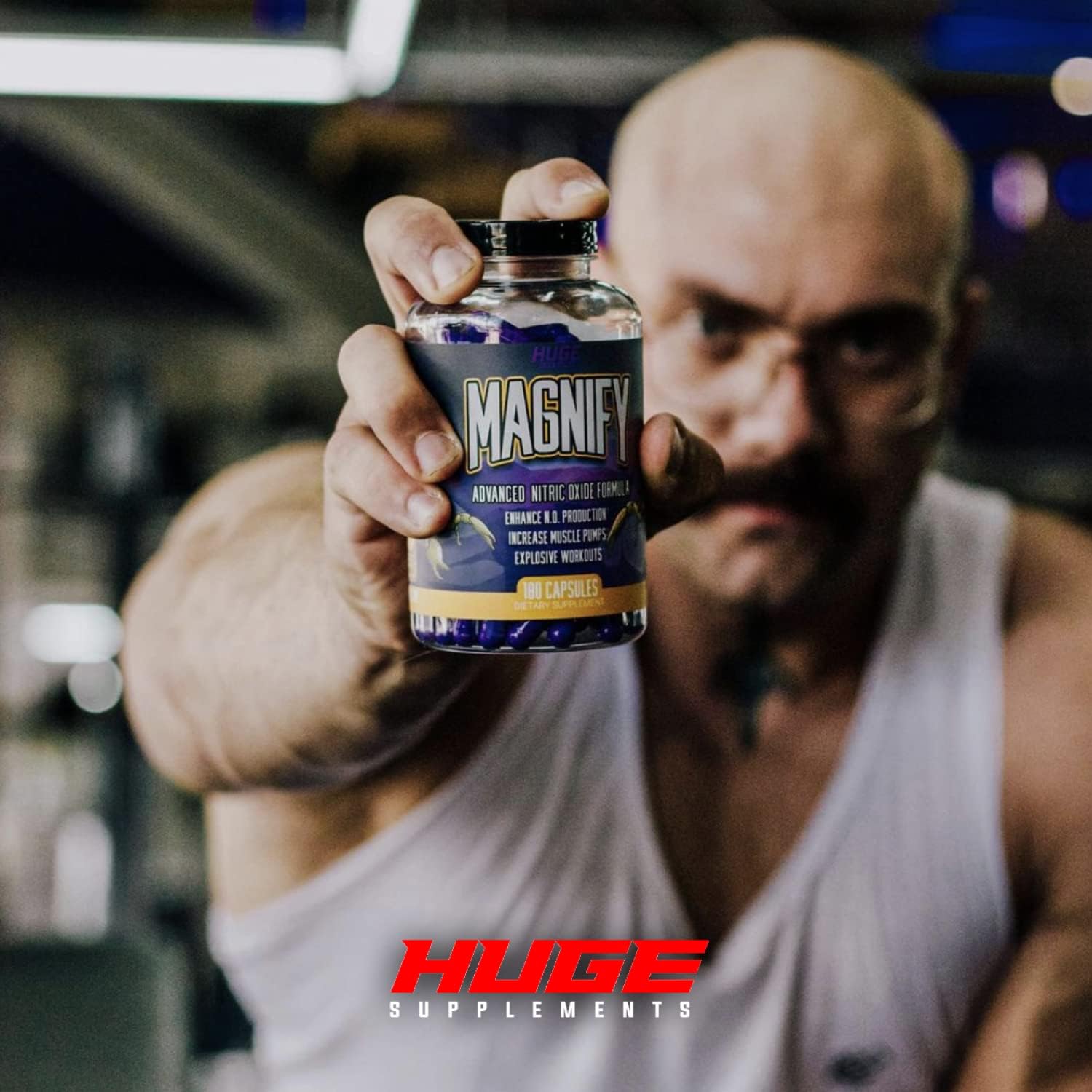 Huge Supplements, Magnify Nitric Oxide Supplement, Advanced N.O. Booster, Scientifically Based Ingredients for Intense Muscle Pumps, Increase Vasodilation & Explosive Workouts (180 Capsules)