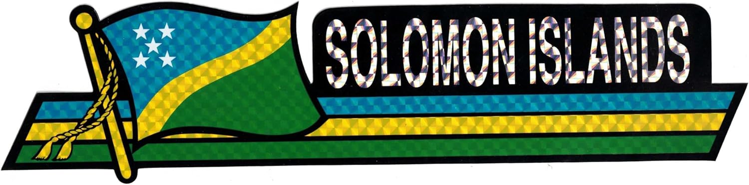 Pack of 24 Solomon Islands Flag 3"x12" Reflective Decal Bumper Sticker DCX-215