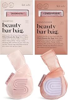 Kitsch Bar Soap Saver Bag – Patented Mesh Bag Soap Holder for Shampoo and Conditioner Bars - Extends Use & Prevents Soggy Mess - Recycled Mesh Beauty Pouch, Eco-Friendly - 2pc Set, Blush & Terracotta
