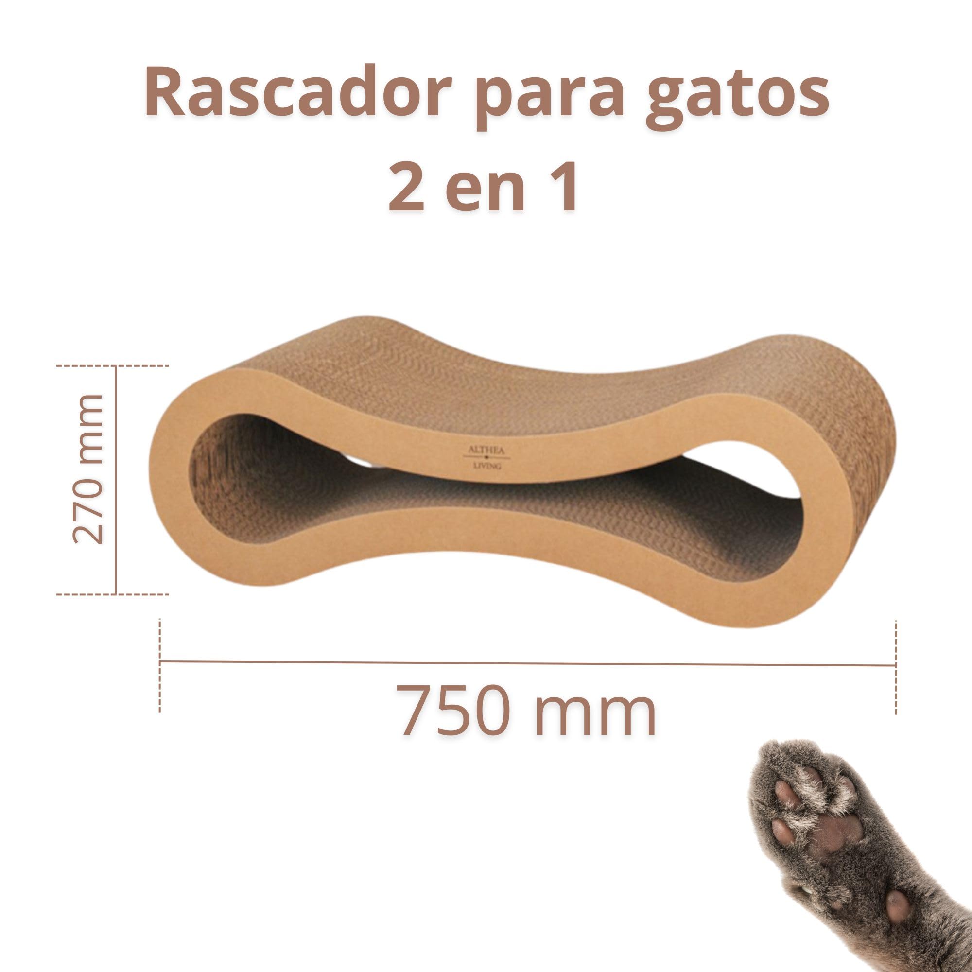 Rascador para Gatos con Forma de Infinito Reversible de Cartón Reciclado | Diseño Ergonómico para Rascado y Descanso | Doble Cara Duradero | ALTHEA LIVING