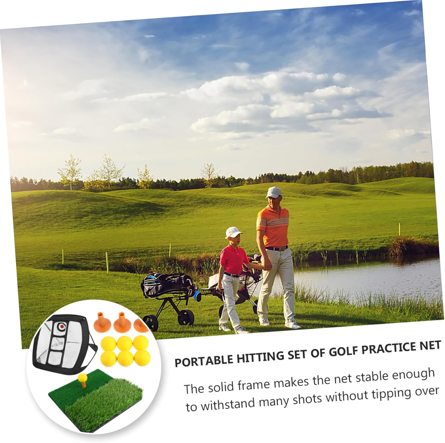 1Set Portable Golf Practice Net with Hitting Mat Includes Durable Tees PU Balls for Training for Golf Enthusiasts