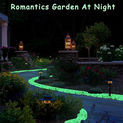 Miniatura 3 de Piedras brillantes, 200 piedras brillantes, piedras que brillan en la oscuridad para decoración al aire libre, jardín césped, guijarros luminosos