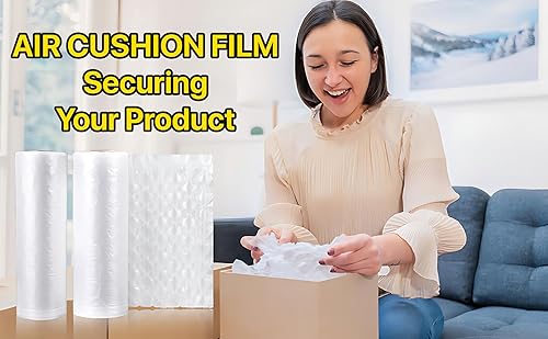 Miniatura 8 de Rollo de burbujas para cojín de aire, bolsas de almohada inflables, tamaño de la película 16 x 13 pulgadas, longitud de 985 pies, embalaje de envío