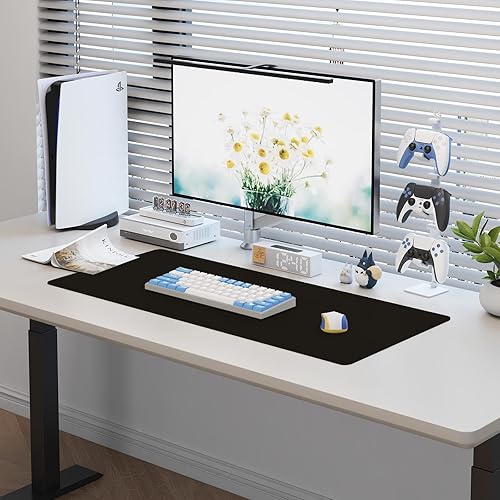 Miniatura 5 de DAWNTREES Alfombrilla de escritorio de cuero, juego de combinación de alfombrillas de escritorio de fieltro, alfombrilla de mouse grande para