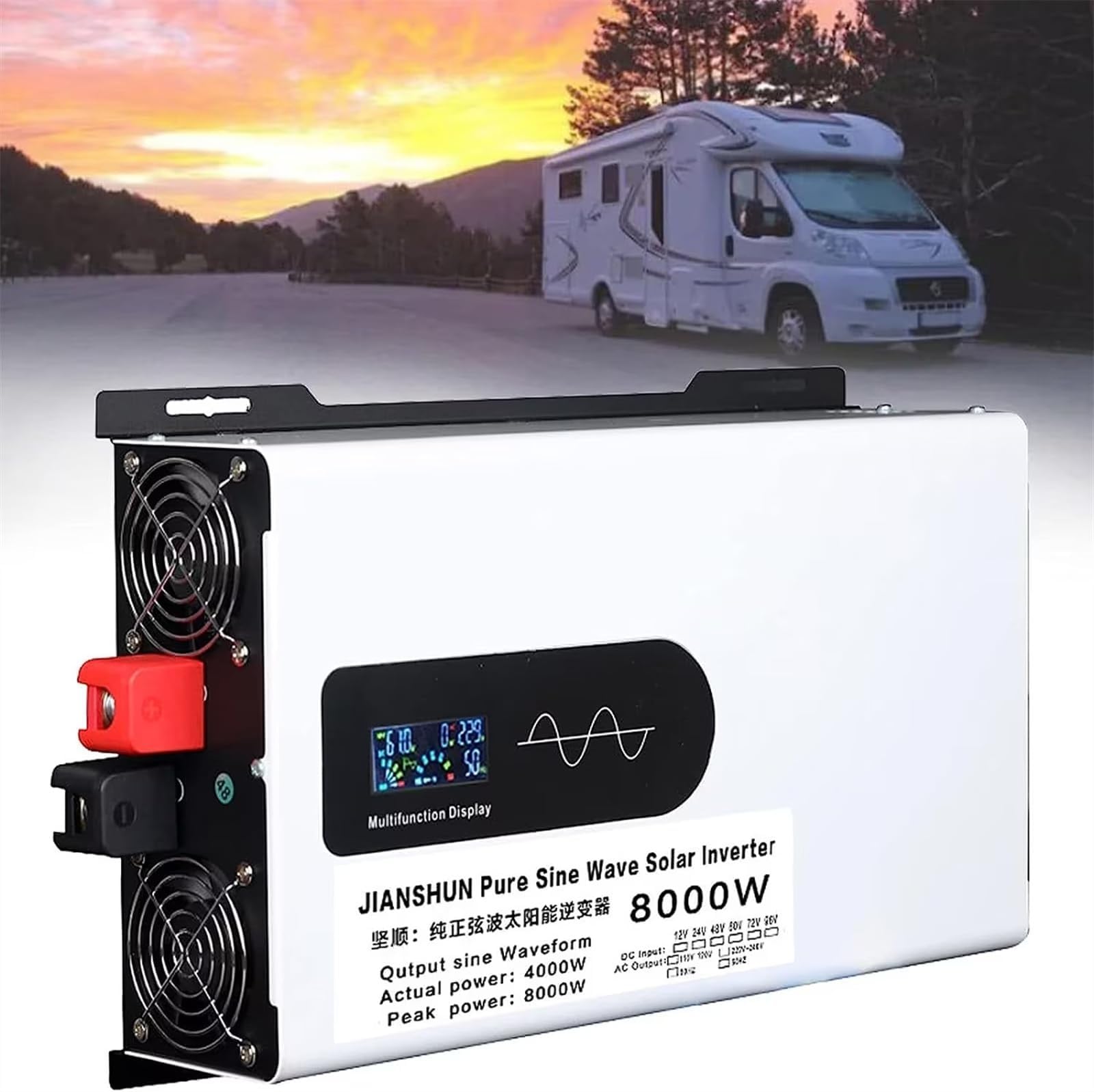 5000W 6000W 8000W 10000W 12000W Pure Sine Wave Inverter Power Inverter DC 12V 24V 48V 60V 72V to 110V 220V AC Converters Voltage Transformer Solar Inverter for RV/Outdoor/Camping(8000W,72Vto220V)