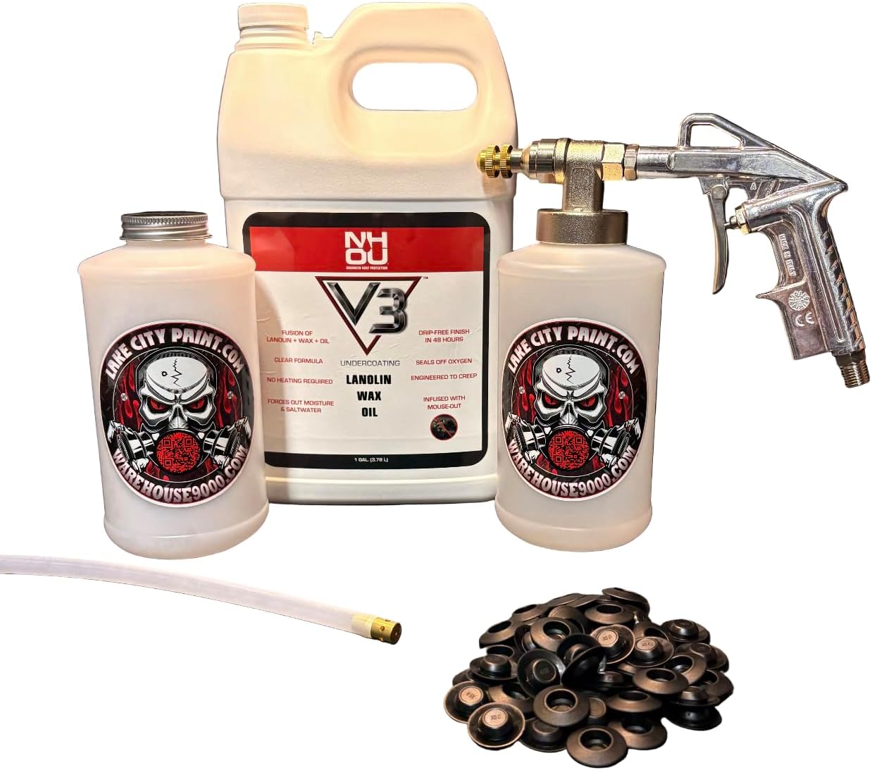 NH Oil V3 Clear Pro Undercoating Gun – 360* Wand Kit (2 W Quart Bottles)