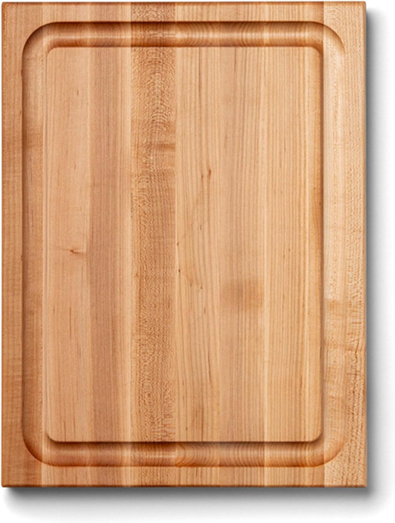 CB Series Rectangular Maple Wood Cutting Board, 20”x15”, 1.5” Thick, Edge-Grain, Finger Grips, Juice Groove
