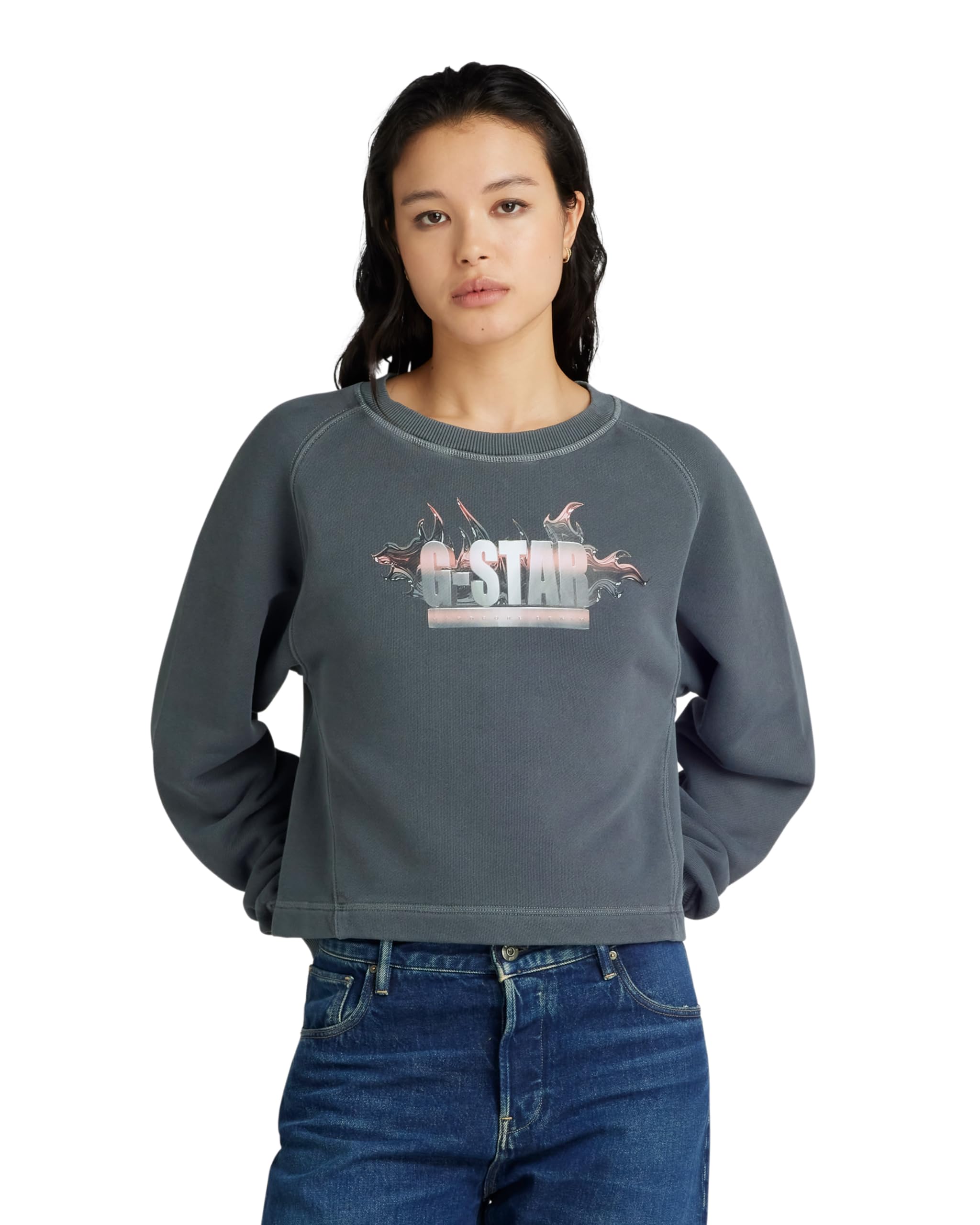 G-Star Women's Black (Dk Black Gd D24406-D575-B564) Overdyed Merch Loose Sweater, Medium
