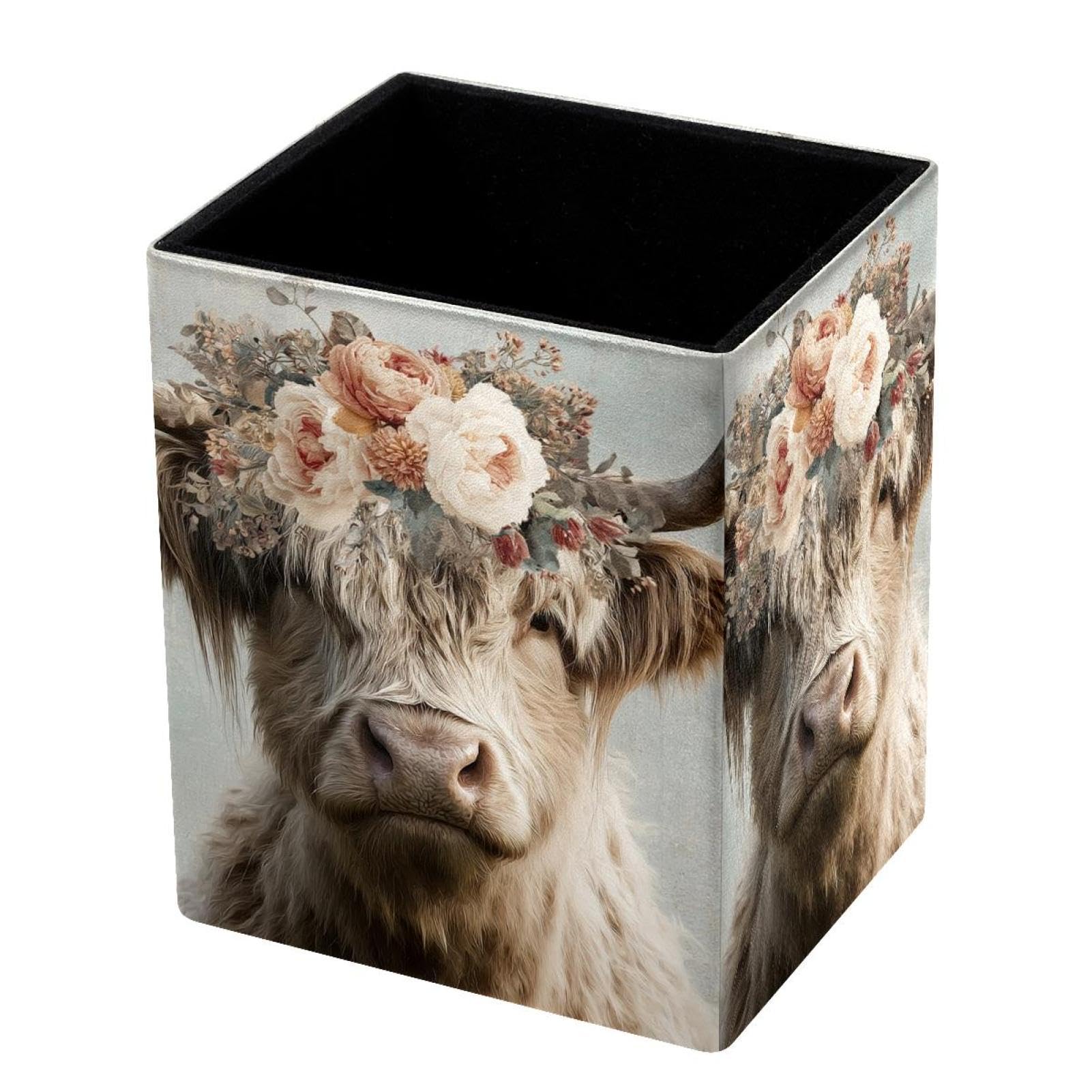 VAPOKF Pencil Holders for Desk, Highland Cow Printed Pen Holders Pen Pot Makeup Brushes Storage Desktop Stationery Supplies Organiser for Home Office