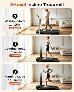 Walking Pad Treadmill with Incline and Handle Bar for Home Office