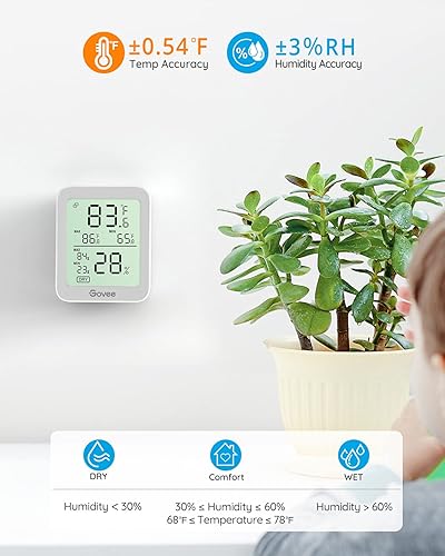 Vista 31 de Govee Higrómetro digital Bluetooth para interiores, medidor de humedad y temperatura de la habitación con monitoreo remoto de aplicaciones, pantalla